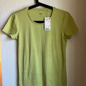 NWT UNI QLO Women Supima Cotton Crew Neck Short Sleeve T- Shirt Size Small Green